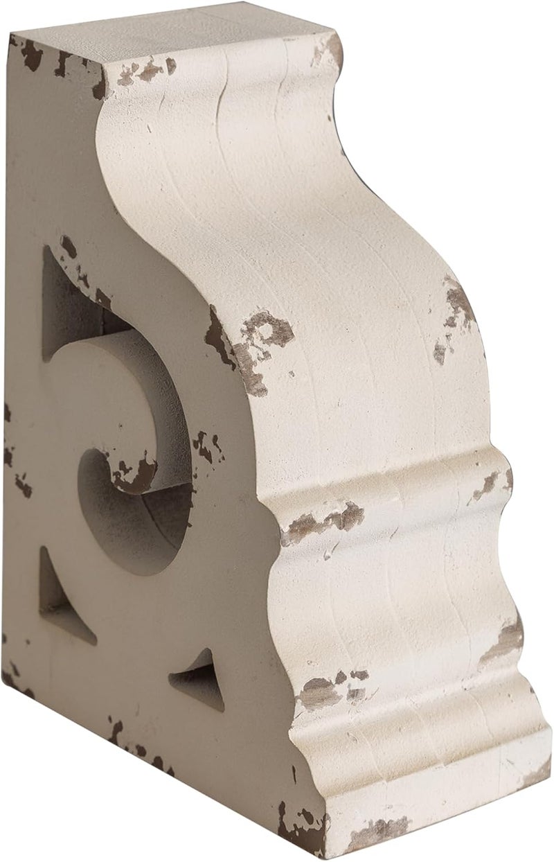 Sofe Corbels for Shelves Shabby Chic White Wood Corbels, Decorative Shelf Brackets Rustic Shelf Farmhouse Decor Distressed Vintage Small Floating Shelves for Wall, Living Room, Retro Wood Bookend - Image 5